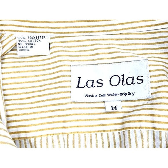 Las Olas Made in Korea Vintage Bird Floral Embroidered Gold Stud Button Up Shirt - Picture 8 of 12